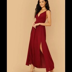 Crisscross back split thigh dress